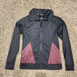 PUMA Womens Track Jacket Black/Maroon Full Zip-Up Size S